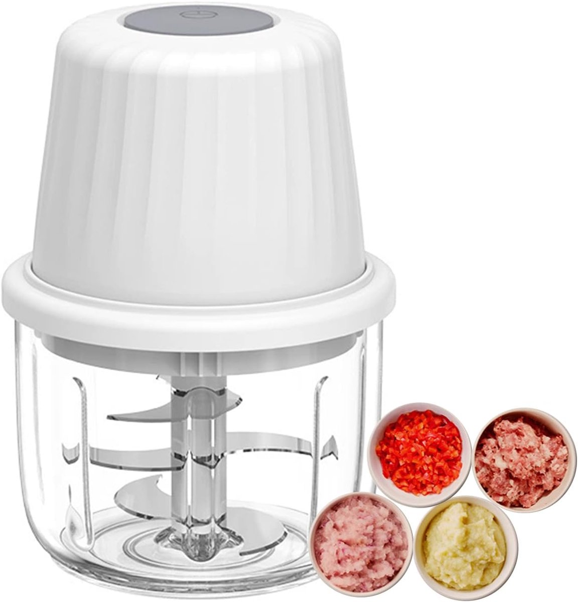Elektrische Hakselaar - 400ML - 6 RVS Messen - Draadloos USB Oplaadbaar - Multifunctionele Keukenhakker voor Thuisgebruik