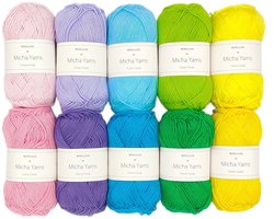 Micha Yarns - 10 bollen haakkatoen pakket - 100% katoen haakgaren - 10 x 50gram - Cotton Candy - Elements (004)