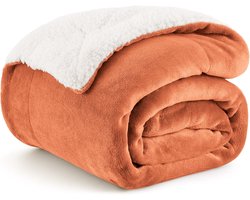 Knuffeldeken 130×150 cm – Warme & Zachte Plaid – Perfect voor Bank en Woonkamer – Mango Oranje