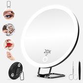 8 Pouces LED Miroirs Maquillage Mural Miroir Grossissant Lumineux, 1x/10x Grossissement Charge USB , 360°Pivotant Extensible | Leroy Merlin