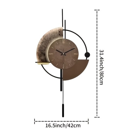 Wandklok industrieel-wandklokken met Japans Quartz Uurwerk- Retro Modern Analoog,Numeriek Display- Houten en Metalen Frame-Ronde Klok -(ZWART-GOUD).