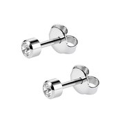 Caflon 4mm stalen oorknopjes voor oorschieter hypoallergeen steriel verpakt zilverkleurig met naturel steen geboortesteen april