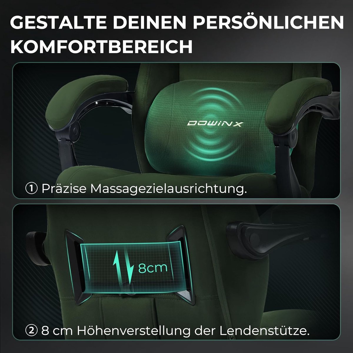 Gamingstoel Ergonomisch met Massage, Verstelbare Hoofdsteun, - afbeelding 3