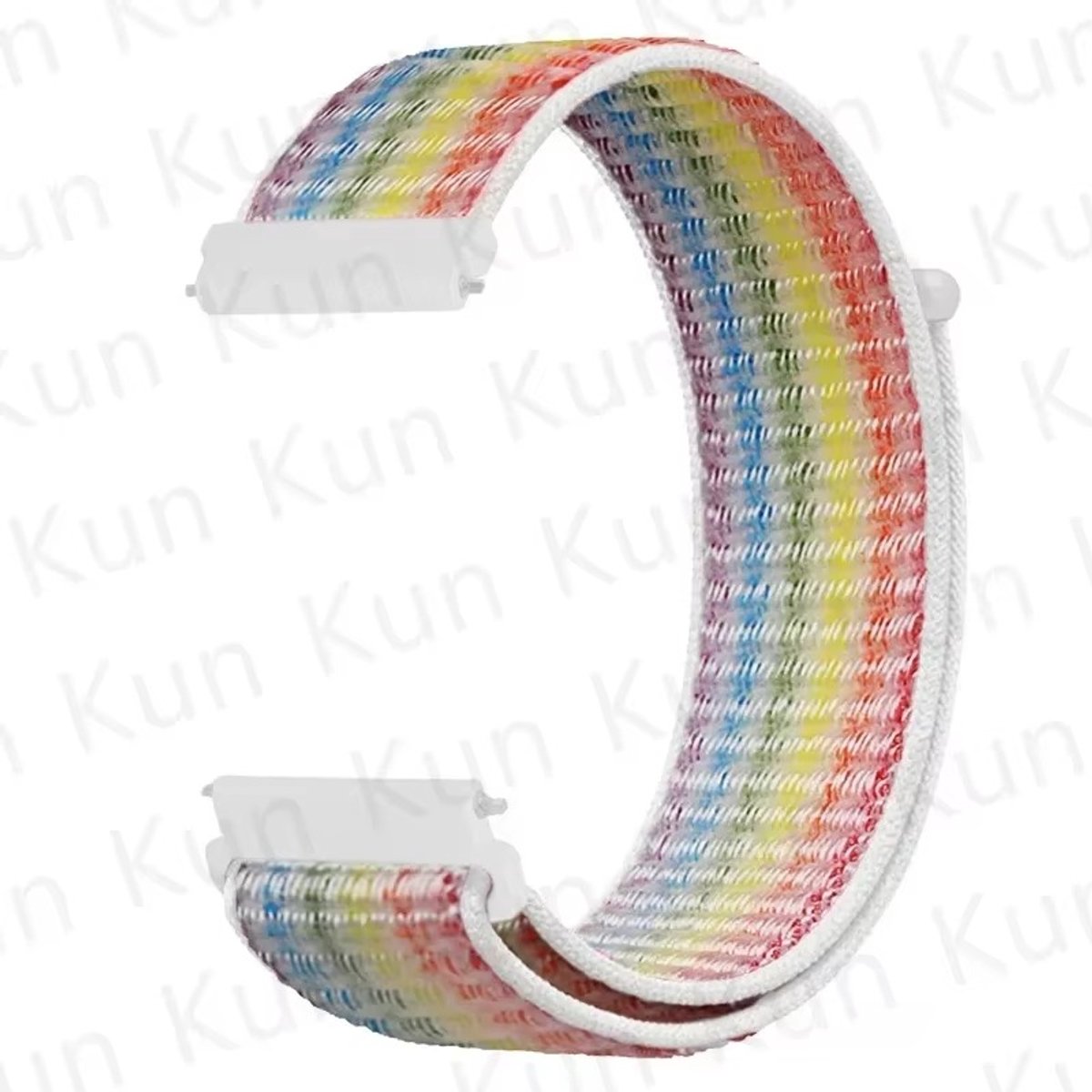 22mm Nylon Sport Loop Horlogeband - Regenboog- Universeel - Quick Release - Klittenband - Compatibel met Smartwatches Analoge en Digitale Horloges Kleuren Paars Blauw Groen Geel Oranje Roze Wit
