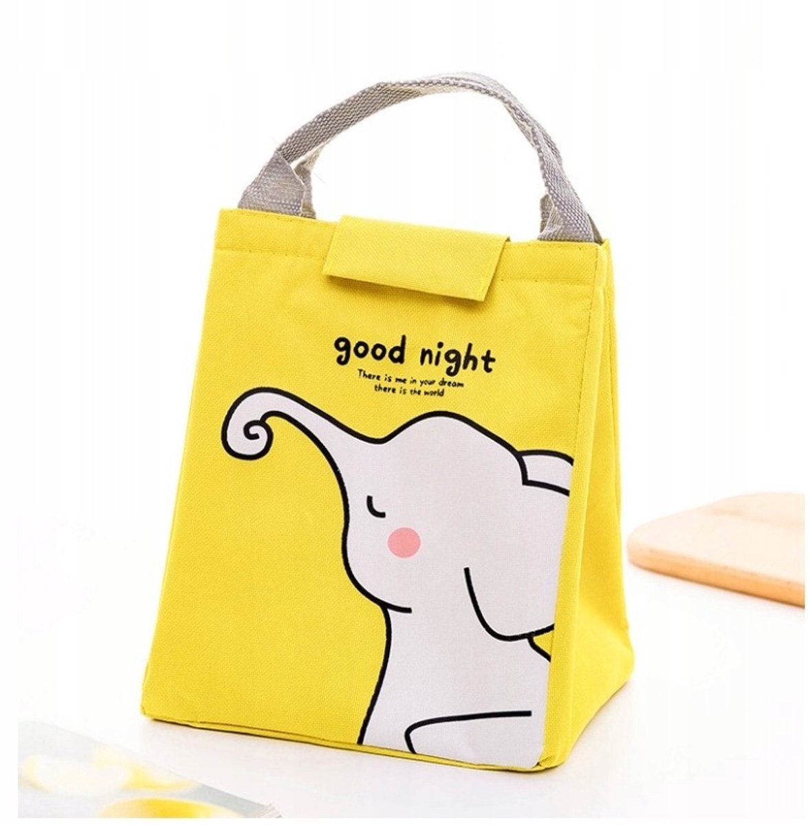 Gele Thermische Lunchtas met Olifant - 24,2x19,6x16 cm