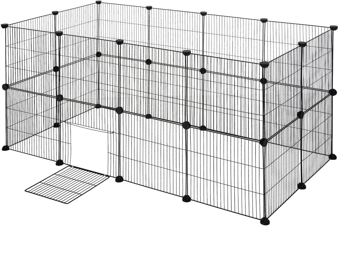 CYRO - Dierenren - Konijnenren - Puppyren - Voor Kleinen Dieren - Opvouwbaar - Meerdere Opbouw Mogelijkheden - 142x71x71cm