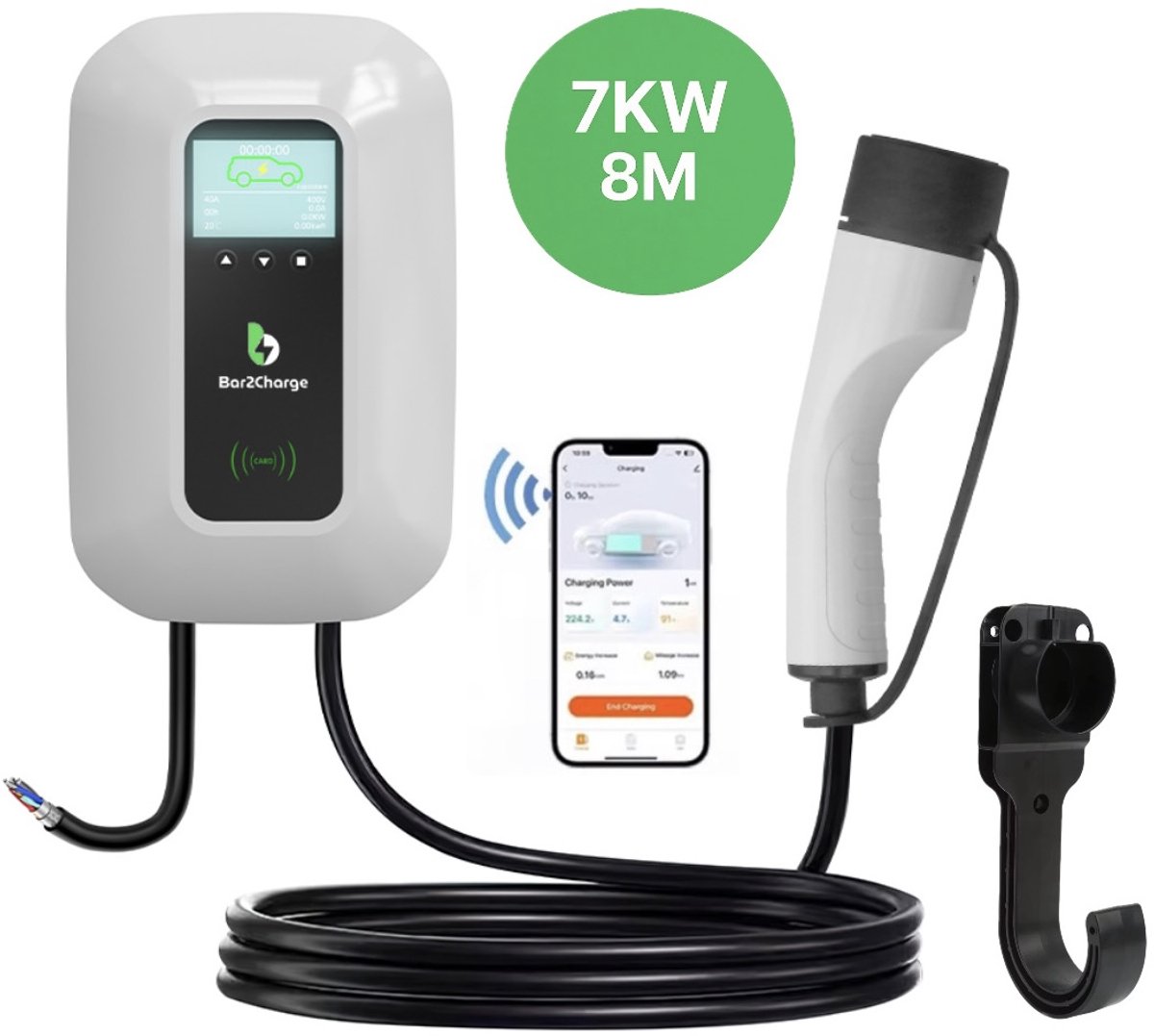 Slimme 7 kW Laadpaal met App en RFID-kaarten