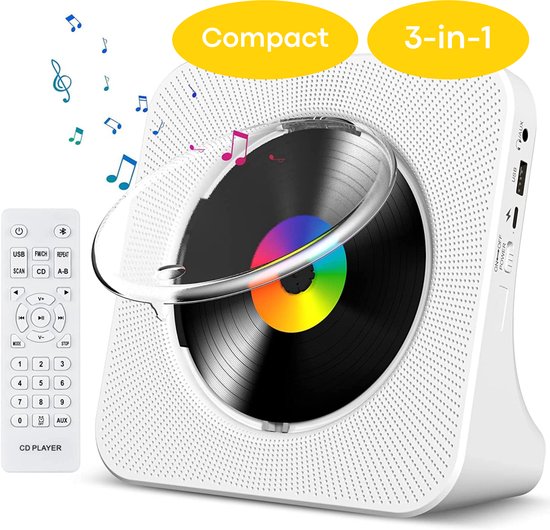 Vizual CD speler met Bluetooth, HiFi speakers, FM radio, USB, LCD scherm – compact, draadloos muziek afspelen