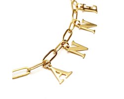 Paperclip schakelketting - Stainless Steel - Gepersonaliseerd - 10 letters - verguld - kleur goud - Damesketting - naamketting