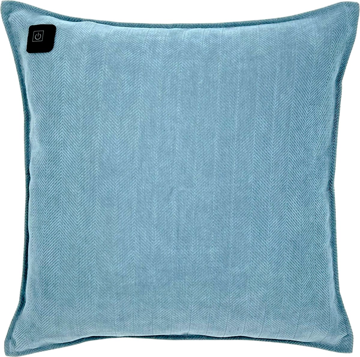 Warmpi® Draadloos Warmtekussen incl Warmpi® Powerbank (10.000mah) - Chenille Blauw - Elektrisch Verwarmd sierkussen heeft ook kabel van 3m voor opwarming via stopcontact of USB Poort - 3 standen - Afmeting 45x45cm - oplaadbaar infrarood kussen