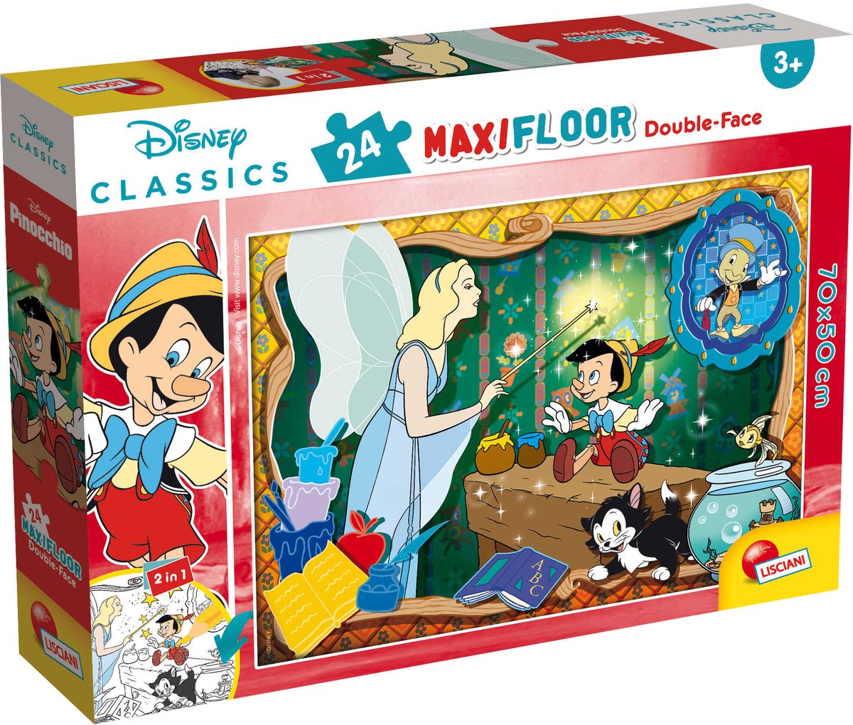 Lisciani - Pinocchio - Double face - Puzzel Maxifloor - 24 stukjes