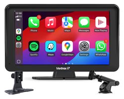 Vertrex Slimme Auto Display - Scherm Compatibel met Carplay en Android Auto - Car Play - Draadloos - 7-Inch - Touchscreen - Zwart