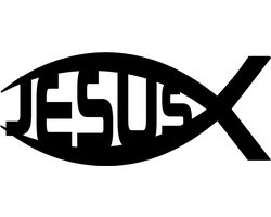 Ichtus vis Jezus sticker - 14x6cm - zwart - topkwaliteit avery autoreclame folie