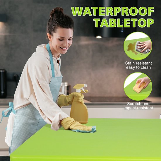 Campingtafels 125 cm - Inklapbare Vouwtafel Met Handgreep En Verstelbare Hoogte - Multifunctioneel - Kunststof - Groen — afbeelding 3