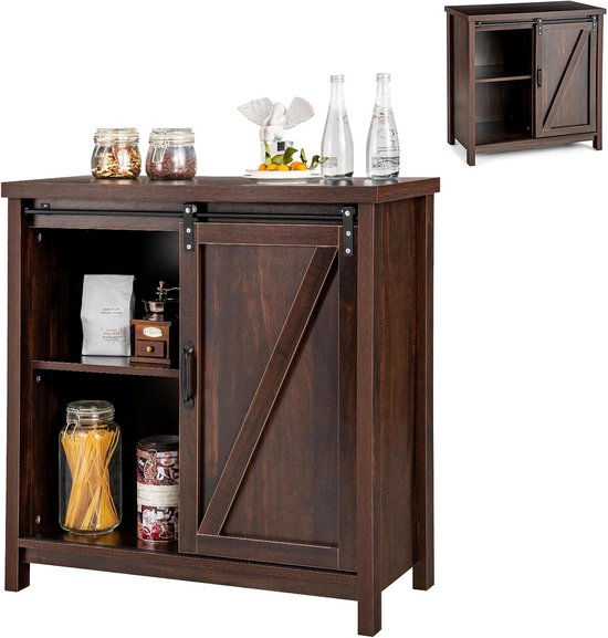 Sideboard, keukenkast met 2 schuifdeuren, verstelbare planken