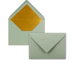 Neuser Enveloppen 25 stuks Goud Binnenbekleding 12.5 x 17.5 cm 120 g/m² Zijdeachtig Papier Natte Lijmzegel Eucalyptus Metallic Goudkleur
