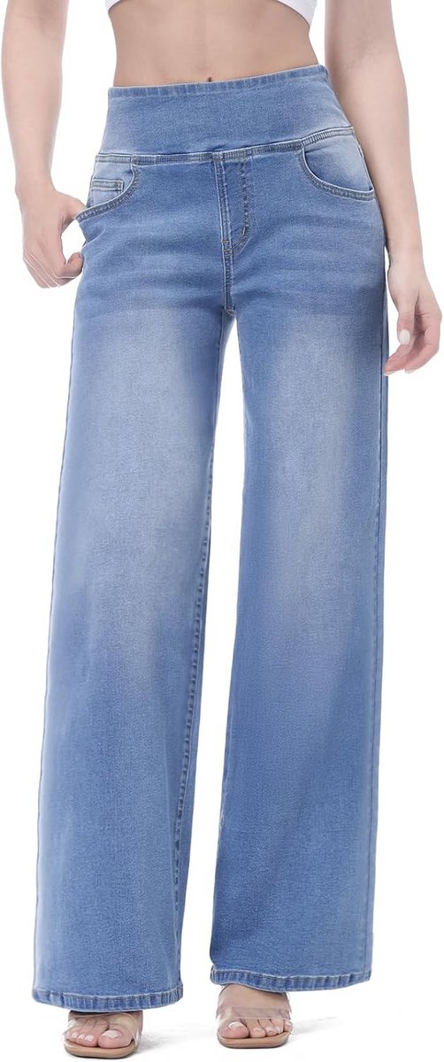 Dames Jeans Hoge Taille Push-Up Straight Fit met Stretch en Zakken