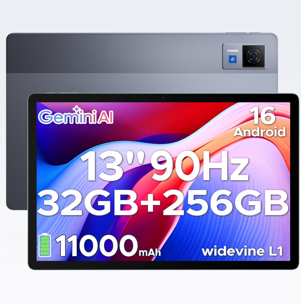 DOOGEE Tablet U13 - Android 16 - Tablet met 13 inch 90Hz FHD-scherm - 32GB RAM + 256GB ROM/2TB - 11000mAh/18W - 4 luidsprekers - 13MP + 5MP - 2.4G/5G WiFi - Widevine L1 - Bluetooth 5.0 - OTG - GPS - Face ID