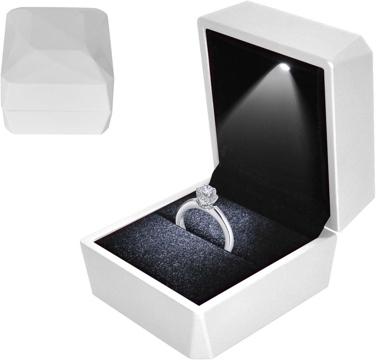 Luxe LED Ringendoosje Fluweel - Verlichte Sieraden Presentatiedoos voor Verloving en Huwelijksaanzoek