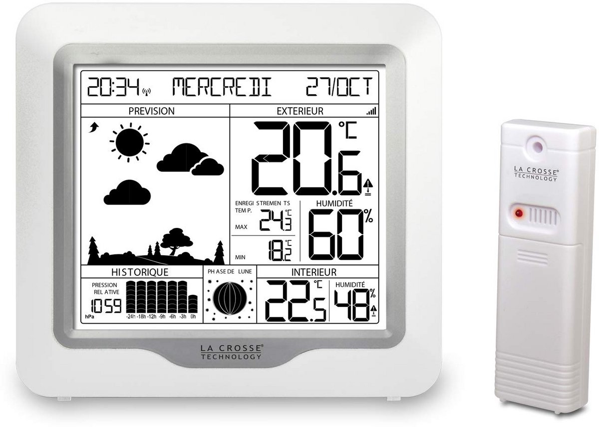 Weerstation met Binnen/Buiten Temperatuur, Luchtvochtigheid en Weersvoorspelling (DCF Radio)
