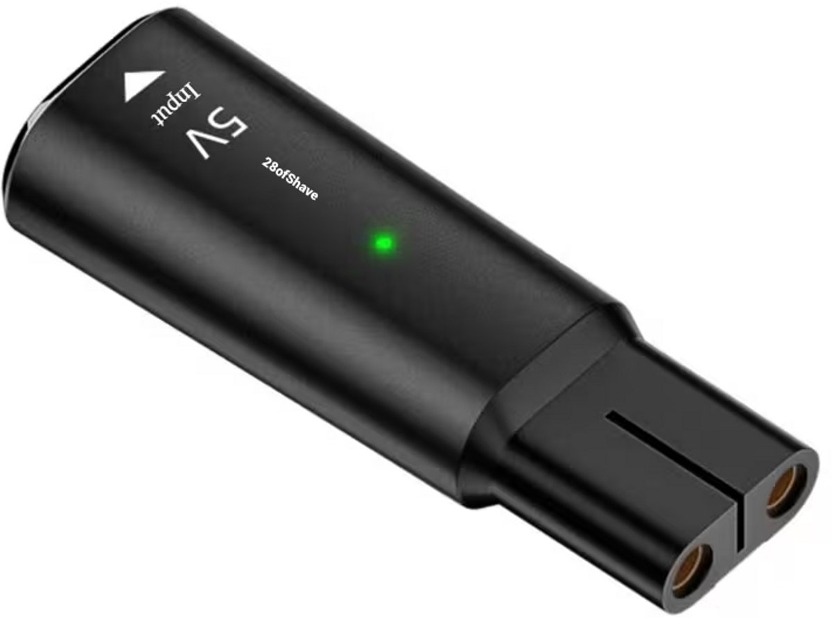 28ofShave USB-C naar 5V Adapter – Zwart – Compatibel met Philips OneBlade & OneBlade Pro (QP2520, QP2530, QP2620, QP2630, QP2724, QP2834) – Type-C PD Oplaadconnector voor Scheerapparaten & Trimmers