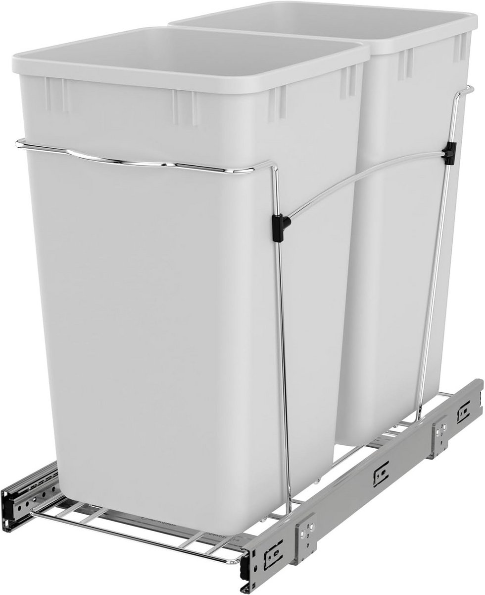 Uittrekbare Dubbele Vuilnisemmer voor Keukenkast - 2x 12.8L Afvalbak Systeem