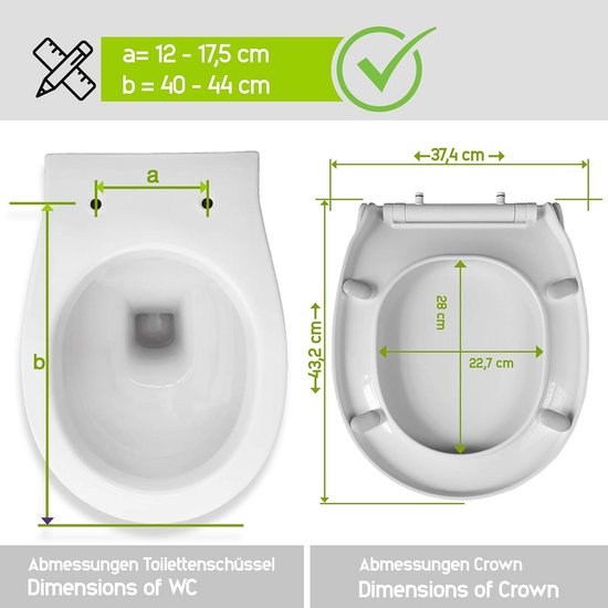 WOLTU Houten Toiletbril – O-vormig, Softclose-scharnieren, Originele Print, MDF, Waterdicht, Universeel Voor Boven- En Ondermontage, Max. 175 Kg