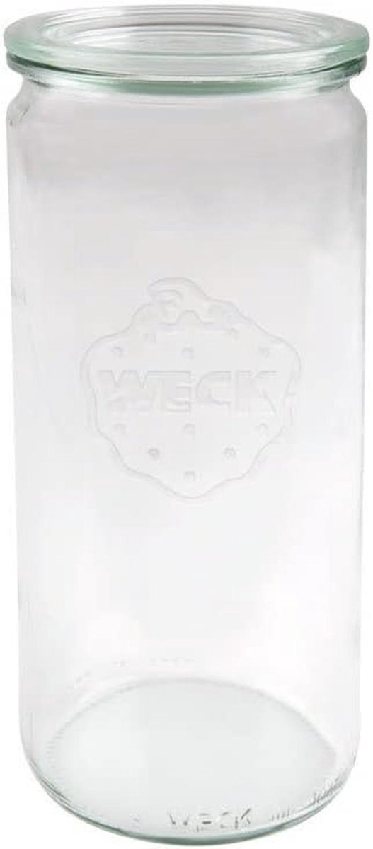 Set van 6 Weck Potten 1.0 Liter Cilindervormig met Deksel, Ringen en Klemmen