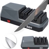 Affûteuse à couteaux électrique Premium – Système 3 étapes avec roues Diamant et Céramique – Affûteuse par tirage pour couteaux de cuisine et céramique – Base antidérapante