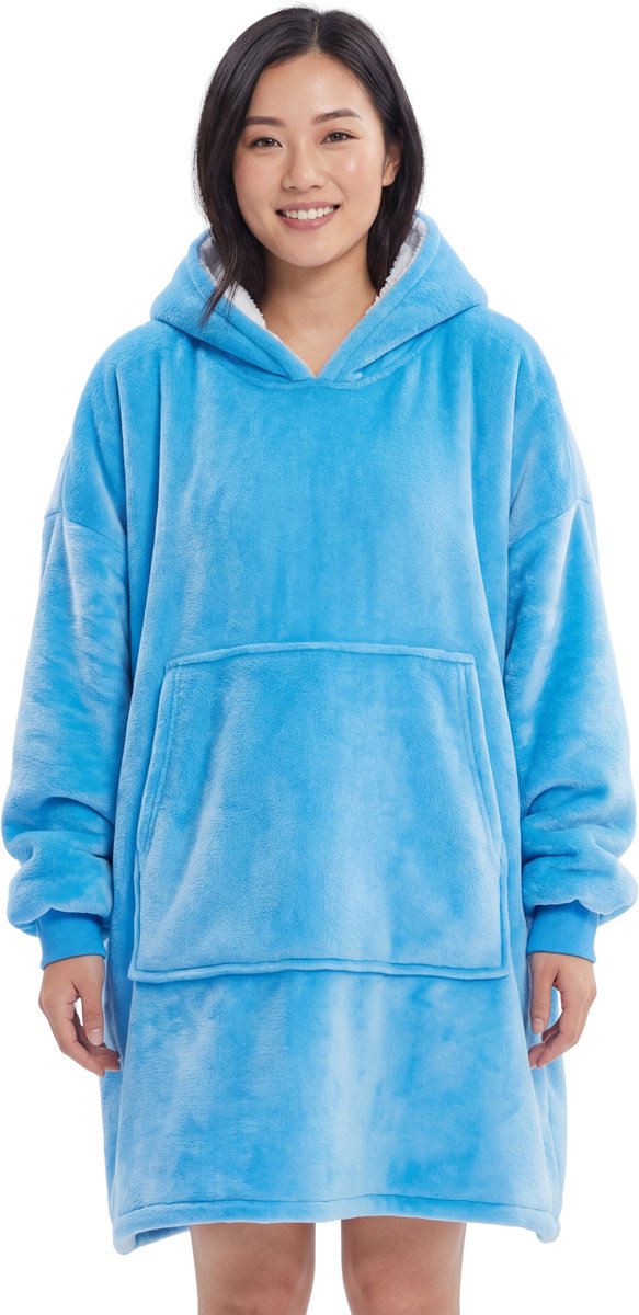 JAXY - Hoodie Deken - Snuggle Hoodie - Fleece Deken Met Mouwen - Snuggle - Cuddle Hoodie - 1450 Gram - Sky Blue