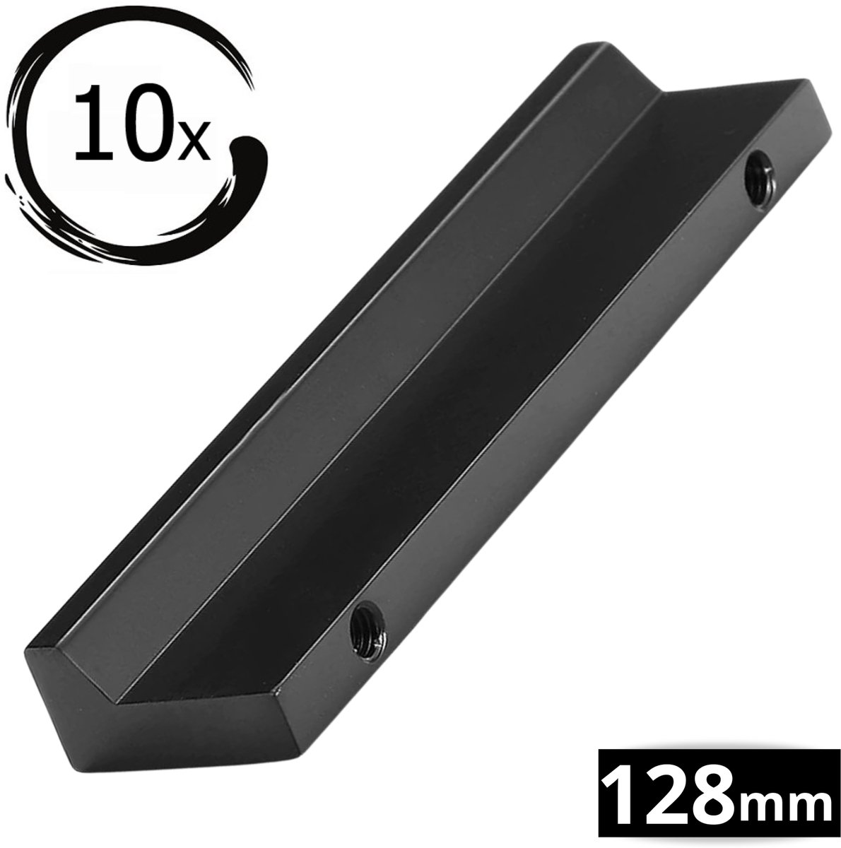 10X Handgrepen Zwart RVS - Boormaat 128mm - Greepjes - Handgreep - Handgrepen keukenkastjes - Handvatten - Meubelgreep Zwart - Handgrepen voor deurtjes