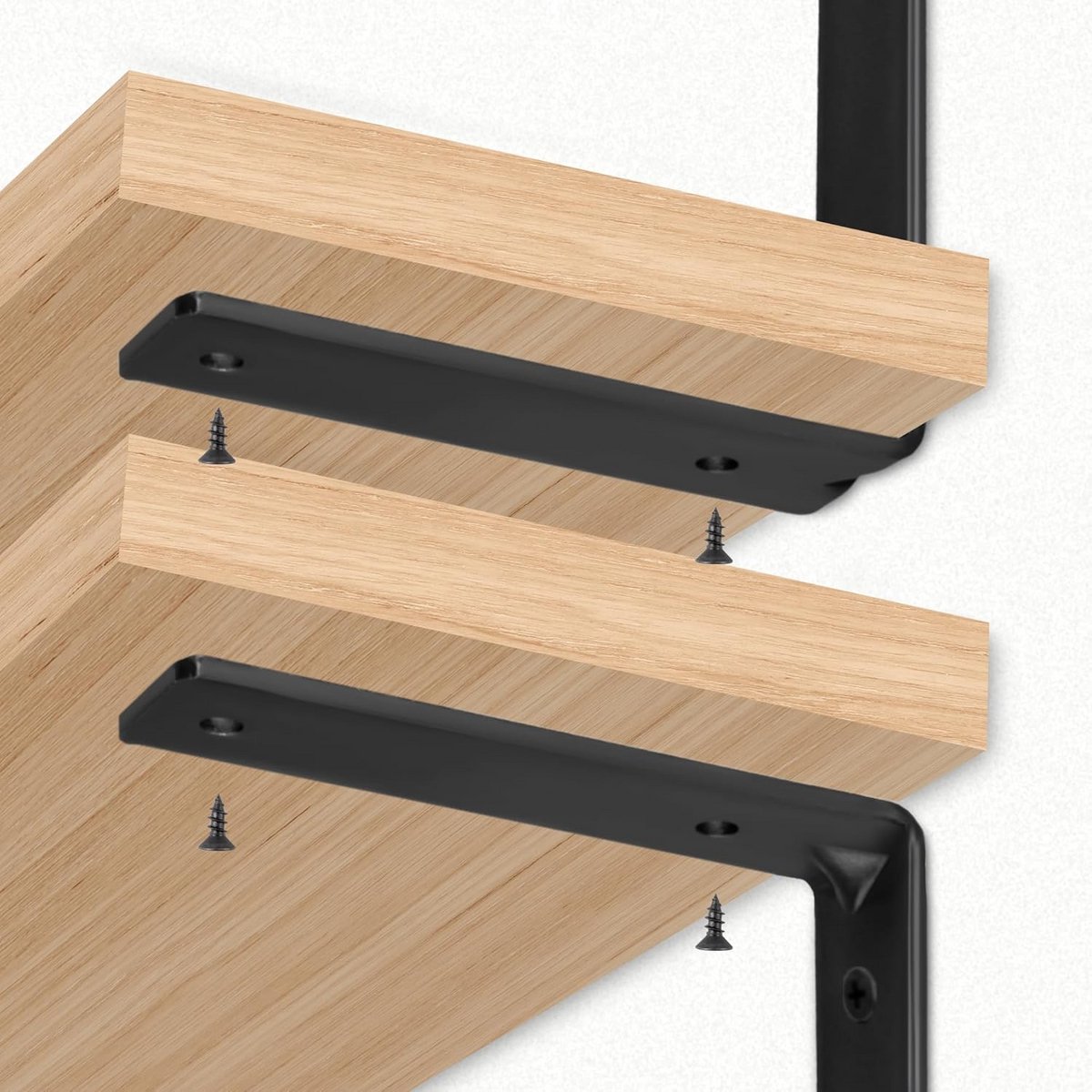 Zware L-plankdragers Zwart, 90 Graden Hoeksteunen voor Planken, Inclusief Schroeven