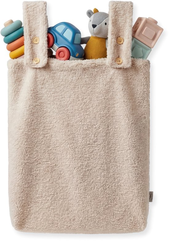 Funnies Boxzak Teddy Stof - Soft Beige - 65x40 cm - Boxopbergzak voor Box & Babykamer - Zachte Teddy Opbergzak voor Speelgoed, Knuffels & Accessoires — afbeelding 3