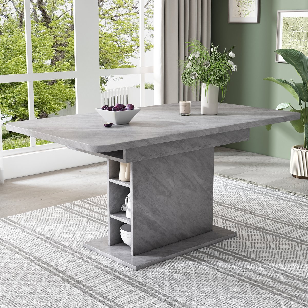 STILVORA Eettafel - Uittrekbare Eettafel Met Opbergruimte - Multifunctioneel Voor Eetkamer