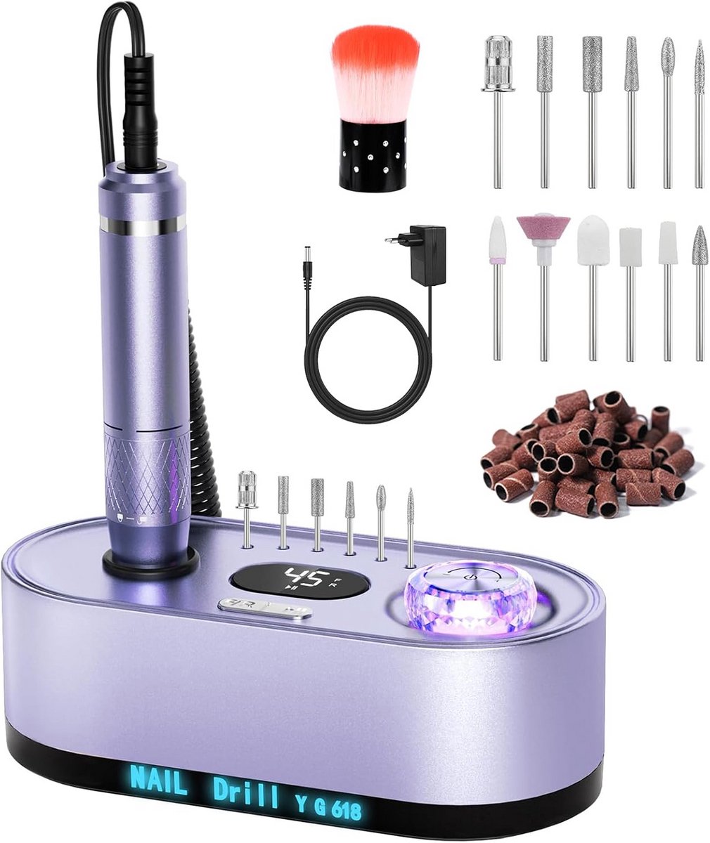 Elektrische Nagelvijl Set voor Manicure en Pedicure Lila