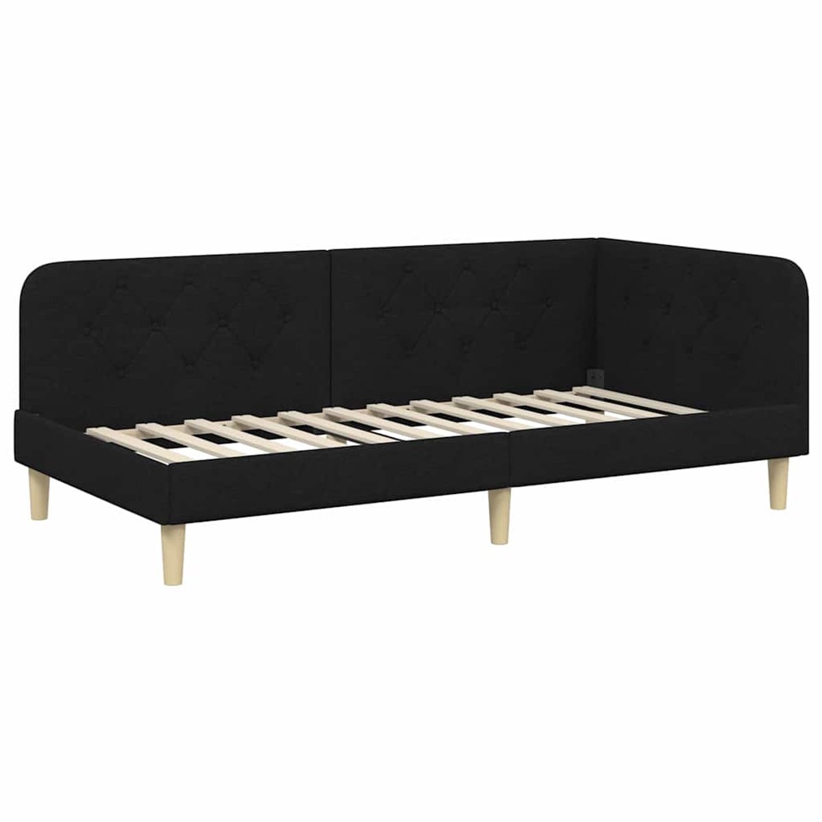 vidaXL - Hoek - Bed - Frame - Zwart - 100 - x - 200 - cm - Stof