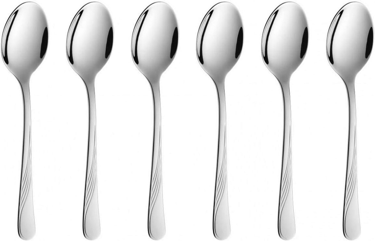Set van 6 Theelepels Roestvrij Staal Hoogglans Zilver - Celestia