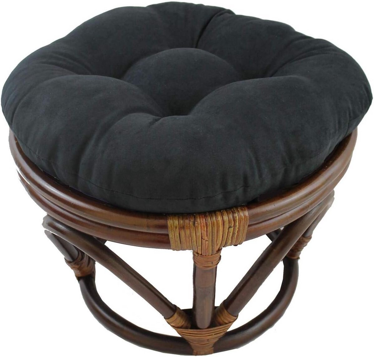 Ronde Voetenbank Kussen Ø45cm - Zwart Microvezel Stof