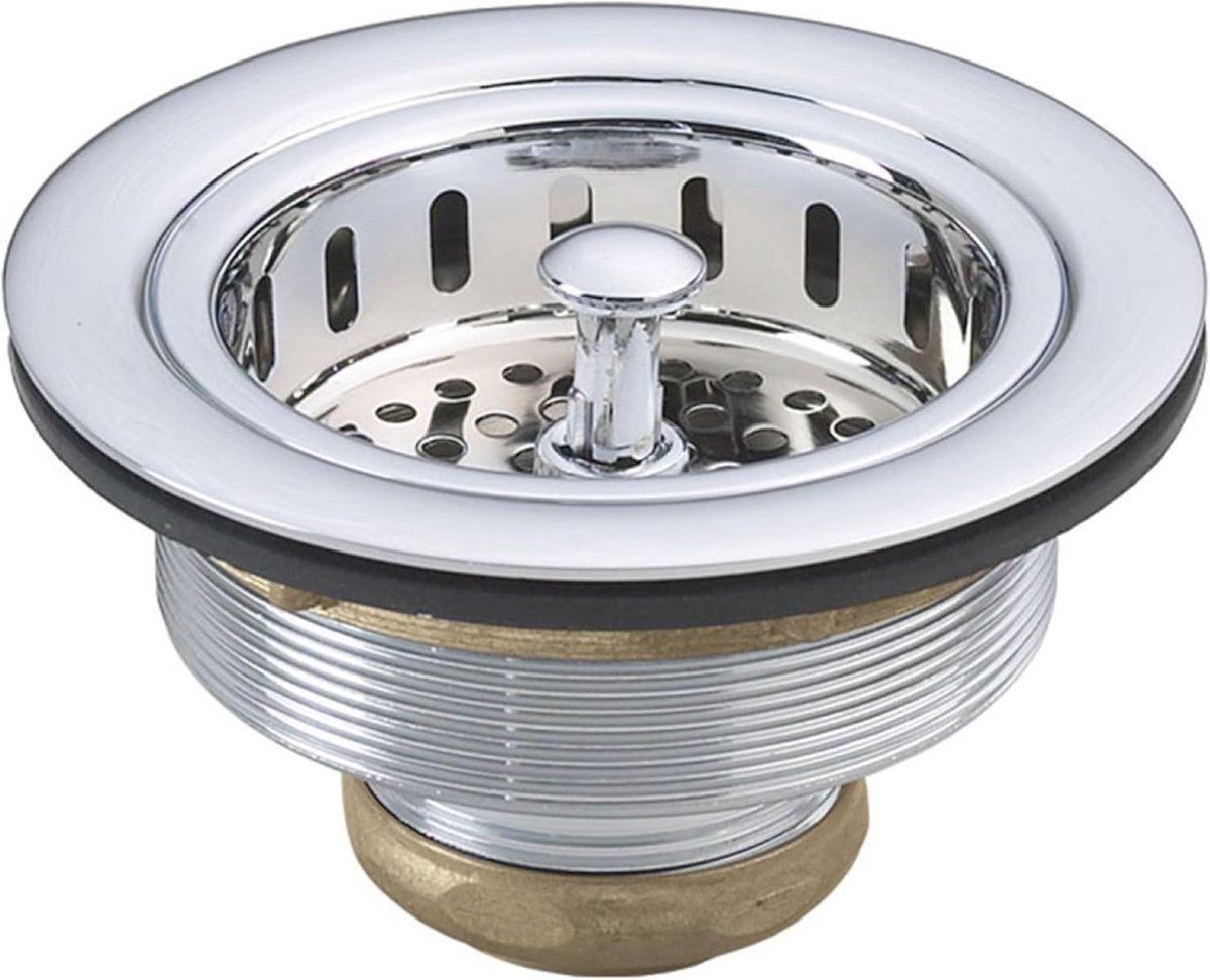 Grote Keukenzeef 3-1/2 Inch Spoelbakmand met Middenstaaf - Gepolijst Chroom