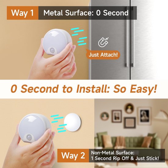 Oplaadbaar Baby Nachtlampje met Bewegingssensor, 3 Stuks, USB LED Verlichting — afbeelding 3