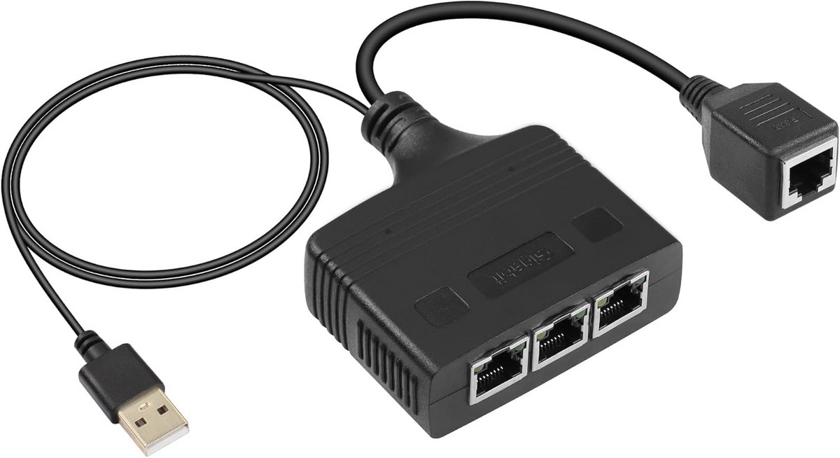 Gigabit Ethernet Splitter 1 naar 3 - 1000Mbps Netwerkverdeler voor Meerdere Apparaten