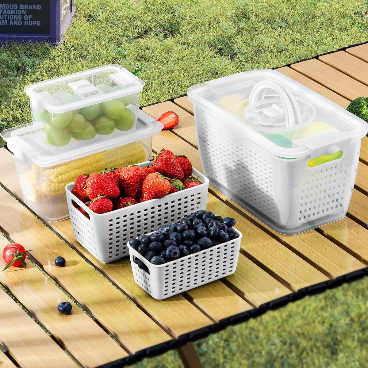 Candala voedsel voorraaddozen met deksel, 3Set (4L+1.7L+0.5L) BPA-vrije voedsel voorraaddozen met handvat, koelkast organiser groente fruit opslag koelkast doos vaatwasmachinebestendig