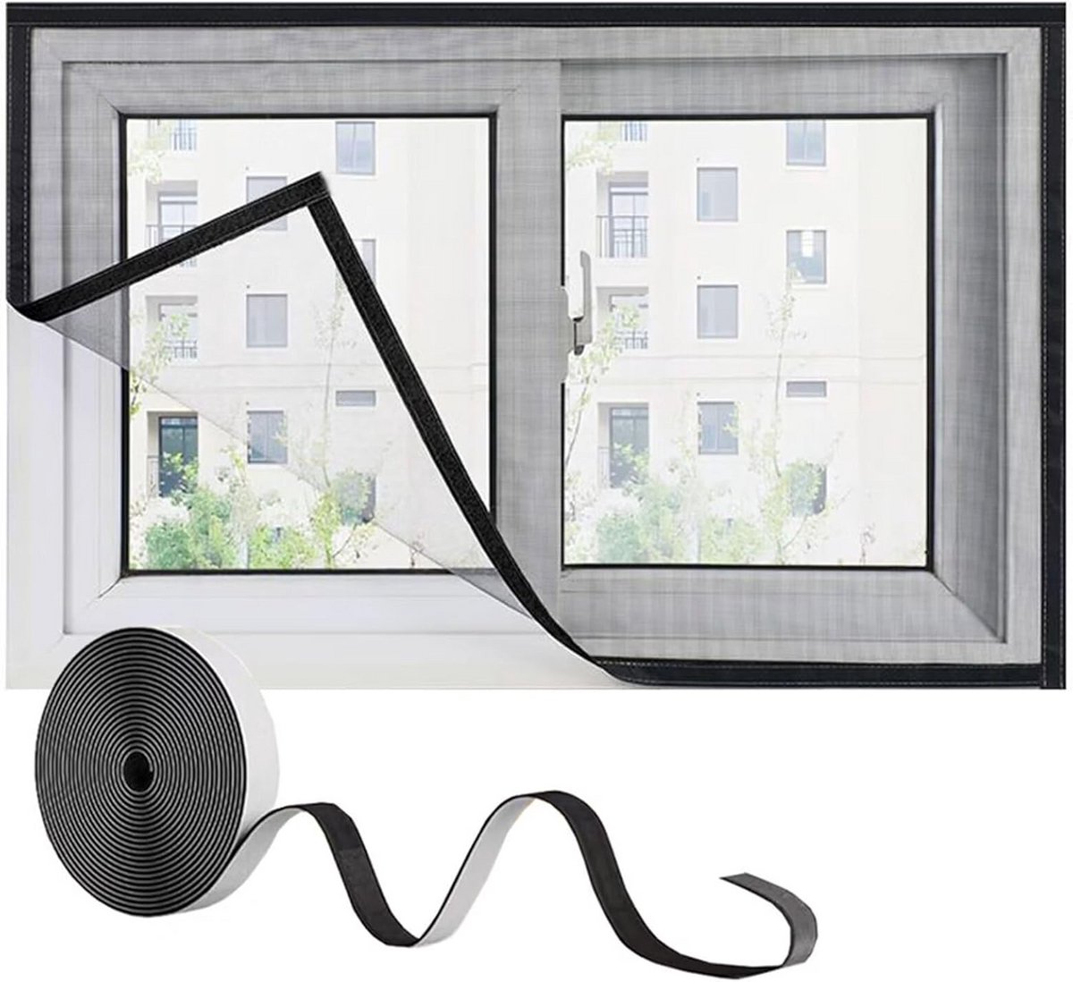 Hor voor Raam Insectenwering Gaas 70x185cm Zwart