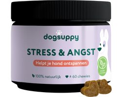 Stress & Angst supplement - Zonder vlees - Minder Blaffen, Meer Rust - 100% Natuurlijk - 60 heerlijke snoepjes - Kalmeringsmiddel voor Honden - Tegen Overmatig blaffen, Trillen, Onrust & Vuurwerkangst - met Hennepzaadolie & L-Tryptofaan