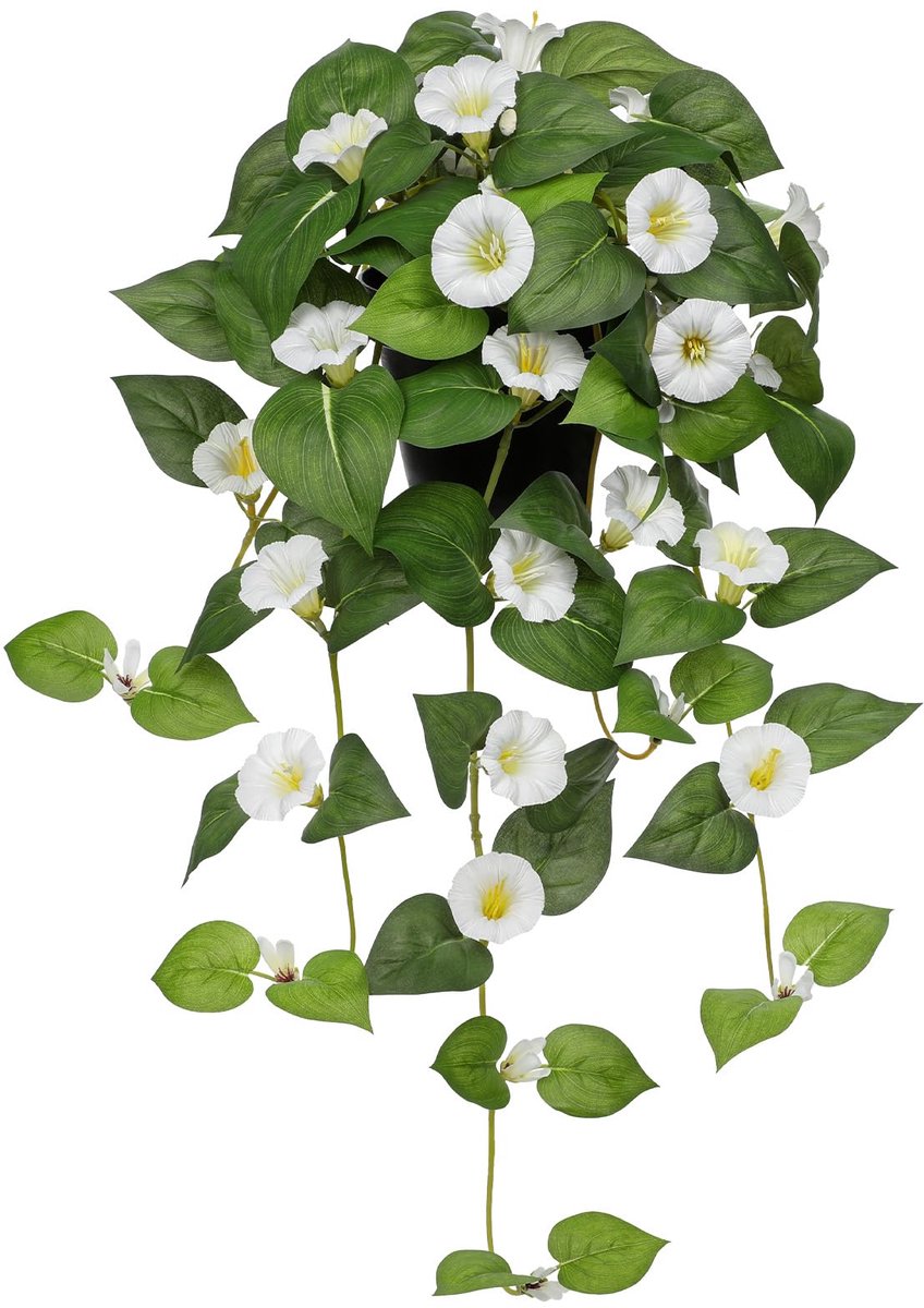 Unyqoos Realistische kunsthangplant met bloemen voor interieurdecoratie van 65 cm, fuchsia, 65cm