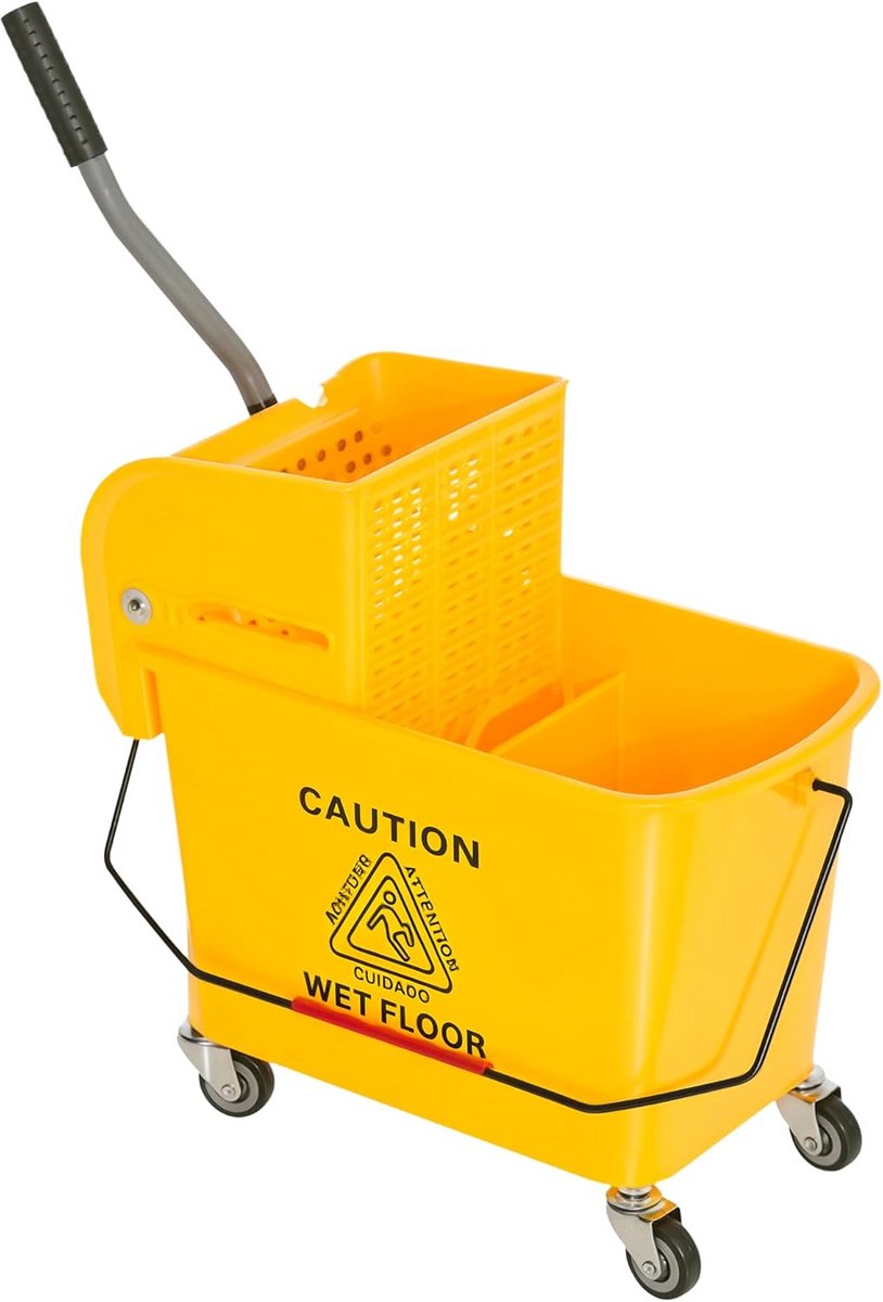 Duurzame Dweilemmer met Wringer en Wielen 20L - Apart Vuil en Schoon Water