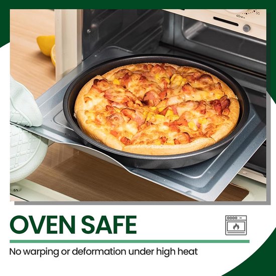 Relaxdays Pizza Tray, Set Of 4, Round, Nonstick, Pizza & Tarte Flambée, Carbon Steel, Dough Tray, ∅ 32 cm, Grey