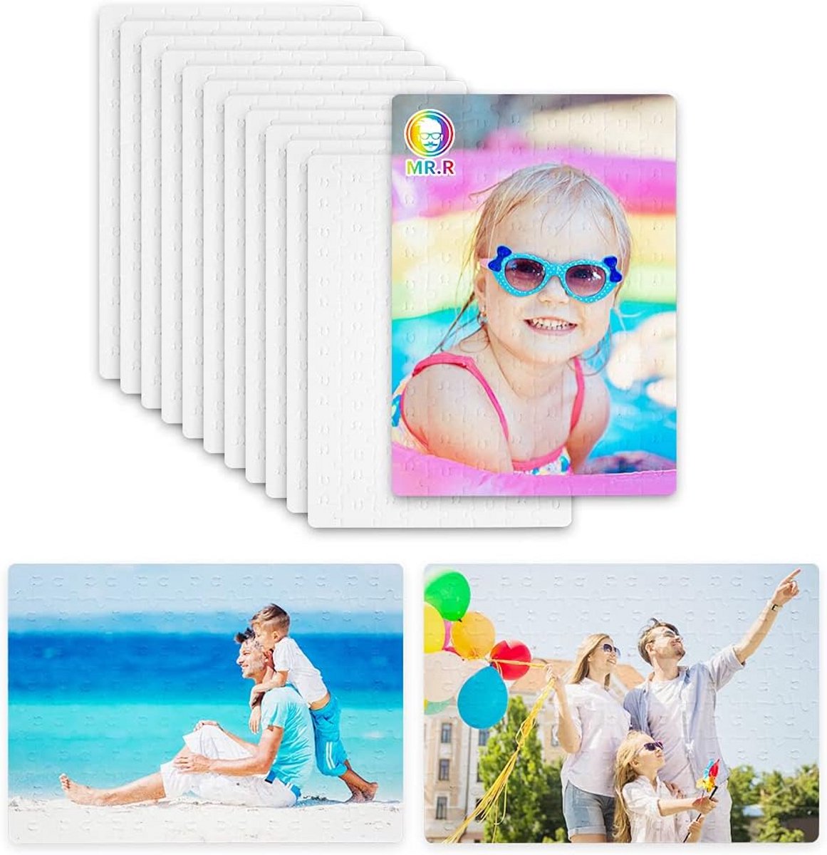 12 Stuks Vierkante Puzzels Wit voor Sublimatie en Warmteoverdracht (19x26cm, 40 Stukken)