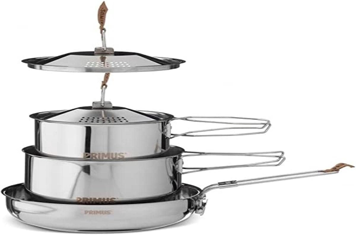 RVS Kookpot Set voor Camping en Buiten koken - Compacte Stainless Steel Pannenset