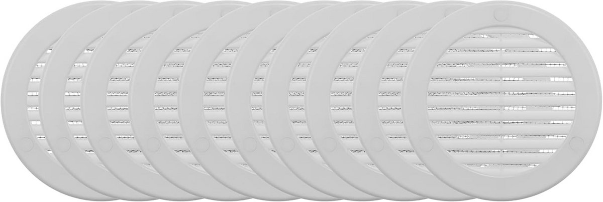 Set van 10 Ronde Ventilatie Rooster Wit 4 Inch met Ingebouwd Insectenhor